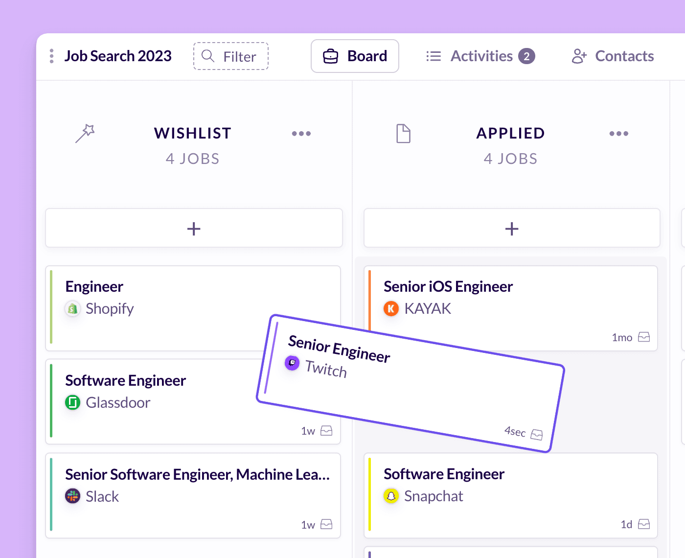 Job tracker dashboard preview